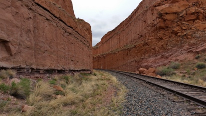 An impressive rock cut for train tracks